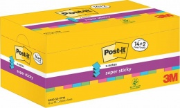 Öntapadó jegyzettömb csomag, "Z", 76x76 mm, 16x90 lap, 3M POSTIT, "Super Sticky", vegyes